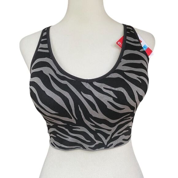 PUMA Gray and Black Zebra Cross-back Sports Bra - Picture 4 of 12